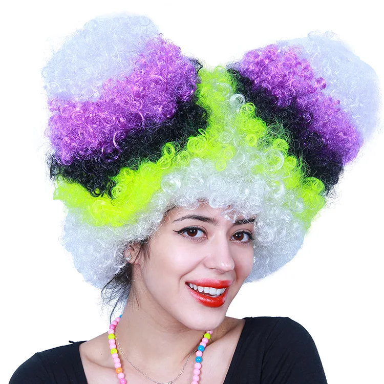 Парик для Хэллоуина с большими цветными волнами 20 шт.|wig pink|wig wigwig black white |