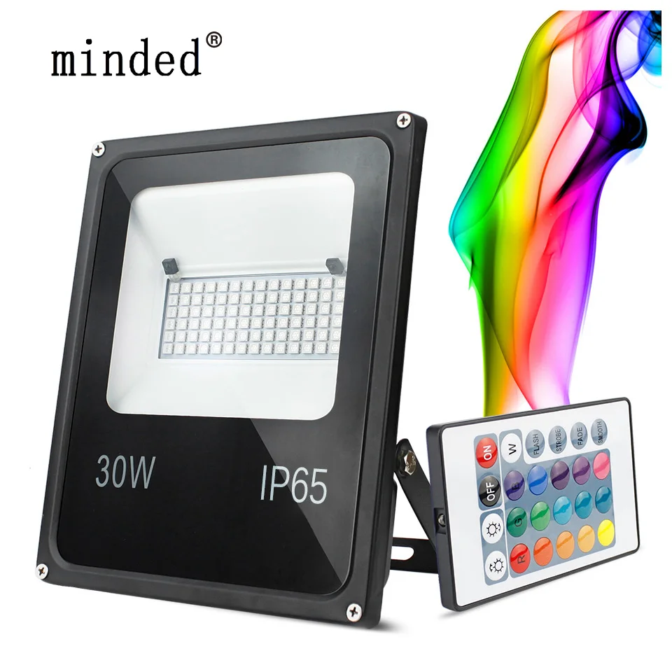

220V 20W 30W 50W RGB Led Spotlight Outdoor IP65 Garden Light Search Lamp Led Flood Light RGB Remote No Battery Outdoor Lighting