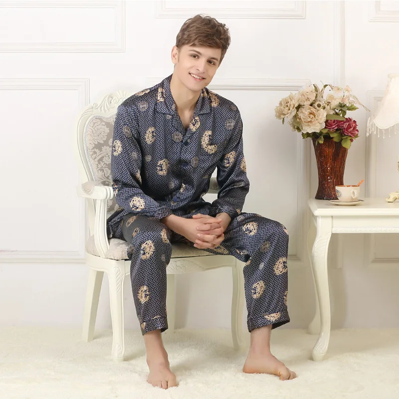 Wholesale Mens Silk Satin Pajamas Pyjamas Set Sleepwear Set Loungewear