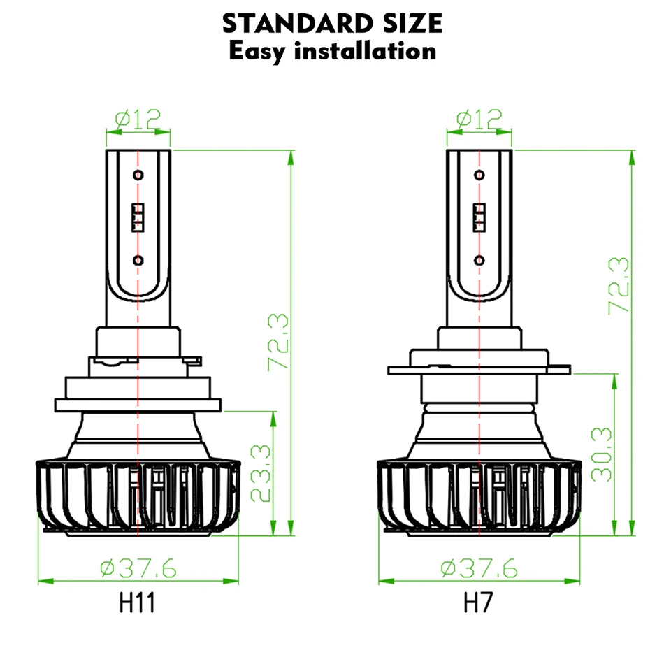 CNSUNNYLIGHT H7 светодиодный H11 H4 H1 с Lumi светодиодный s ZES чипы 9900LM 72 Вт/комплект 9005 Автомобильная фара 9006 H8 противотуманная фара 12 В 24 В