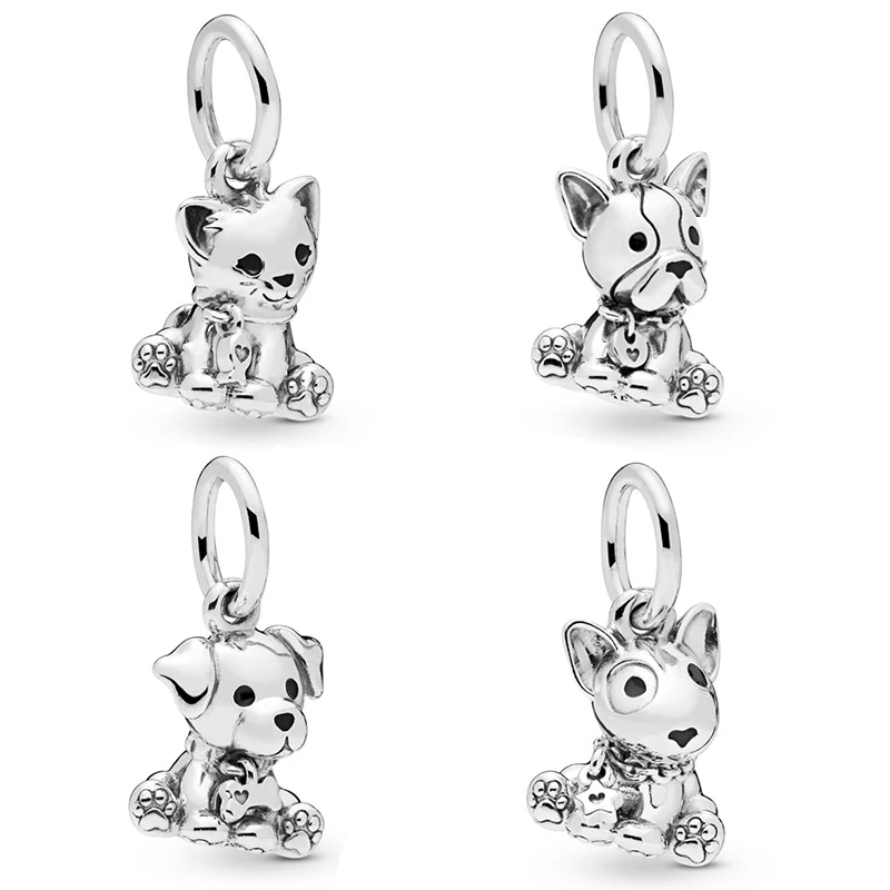 

2019 Mother Day 925 Sterling Silver Bead Labrador BullDog Puppy Pendant Charm Fit Original Pandora Bangle Bracelet DIY Jewelry
