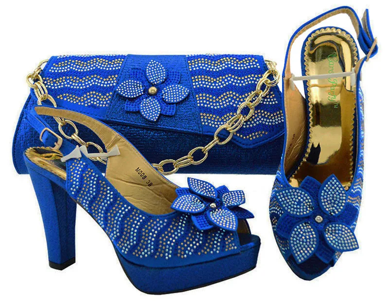 Royal Blue Color Italian Shoes with Matching Bags for party Italy African Women Shoe and Bag Set With Crystal Nigerian Wedding цена Royal Blue Color Italian Shoes with Matching Bags for party Italy African Women Shoe and Bag Set With Crystal Nigerian Wedding цены онлайн