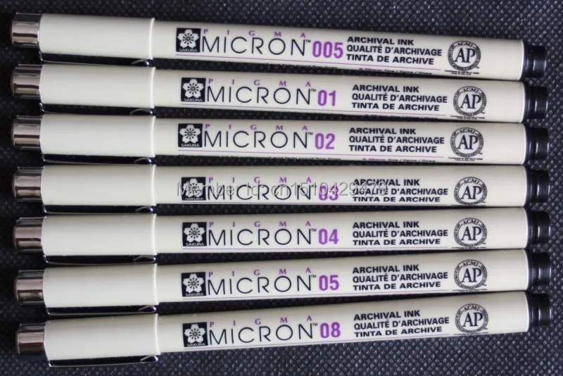 7 ⑤ кор. Sakura Pigma Микрон ручка игла Рисование 005 01 02 03 04 05 08 0 2 25 3 35 4 45 5 мм|pen fabric|needleneedle