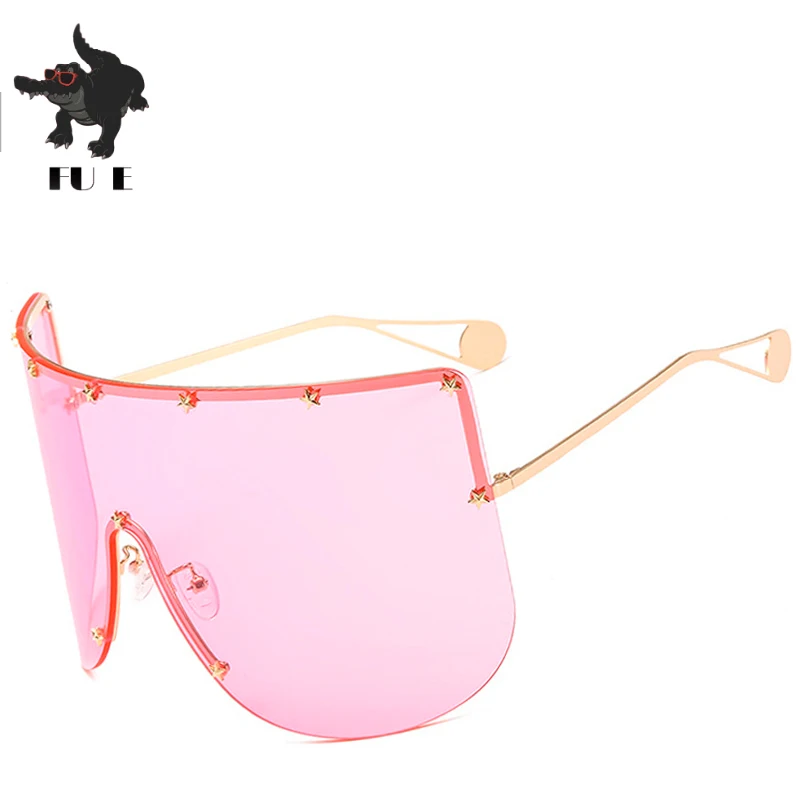 FU E, высокое качество, модные негабаритные итальянские брендовые солнцезащитные очки для женщин, роскошные брендовые дизайнерские солнцезащитные очки для женщин, очки с заклепками