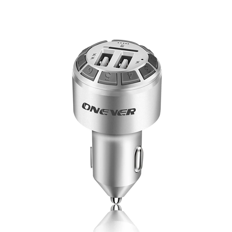 Onever fm-передатчик Bluetooth автомобильный комплект свободные руки Автомобильный mp3 плеер радио модулятор двойной USB Автомобильное зарядное устройство Поддержка TF USB накопитель - Название цвета: Серебристый