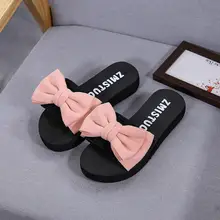 Женские летние сандалии с бантиком; шлепанцы для дома и улицы; пляжная обувь; Новинка; Модные женские повседневные Цветочные шлепанцы; chanclas 4,02