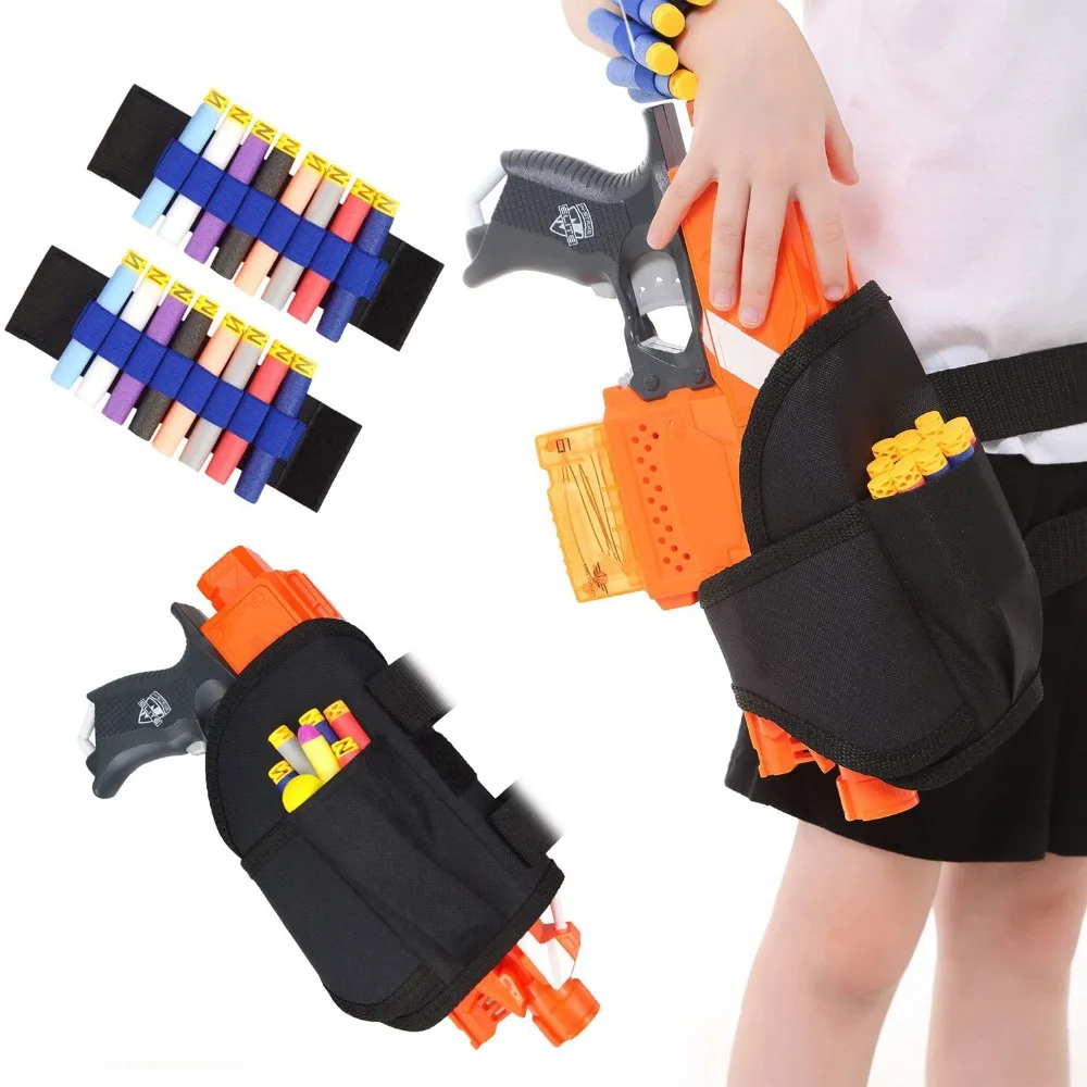 Kids Tactical Waist Bag and 2 Hand Wrist Bands Kit for Nerf Gun