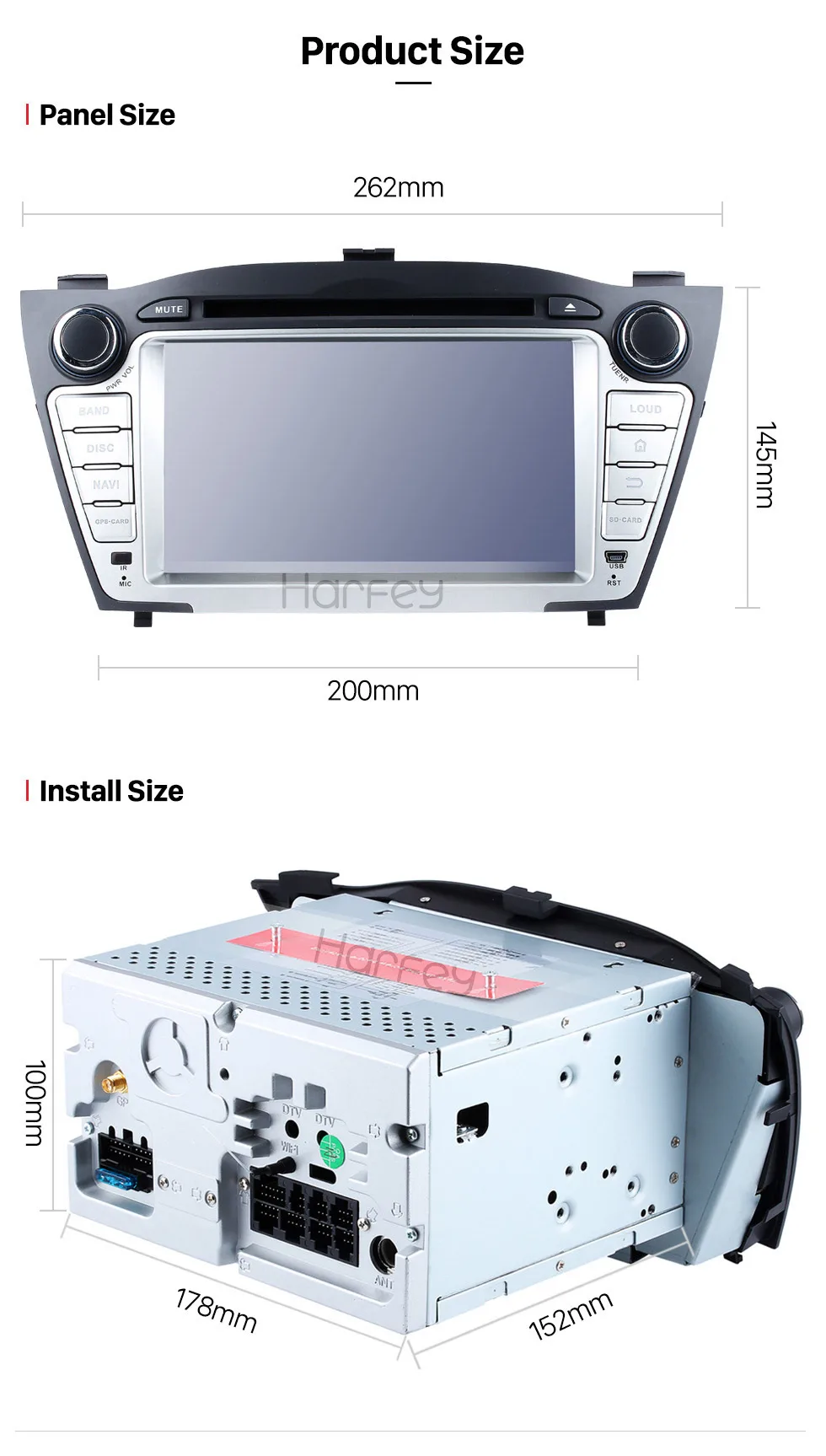 Cheap Harfey 7 inch 8-core Android 8.0 Car DVD Player GPS Navigation for 2009 2010 2011 2012 2013 2014 Hyundai with 4G+32G support 3G 18