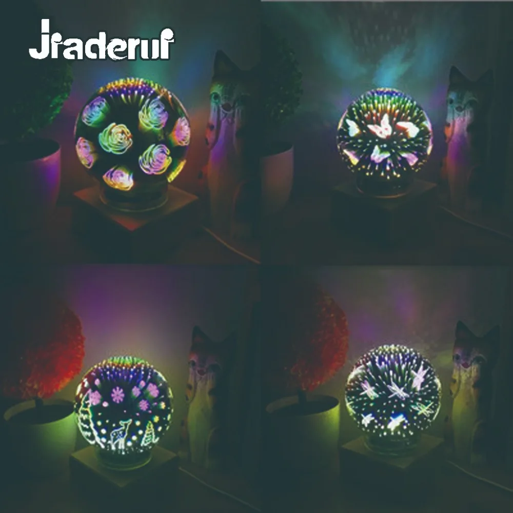 

Jiaderui LED USB Creative Magic CrystalBall Night Lamp 5V 3W USB Colorful Novelty Sphere Light with Wood Base Home Table Lamp
