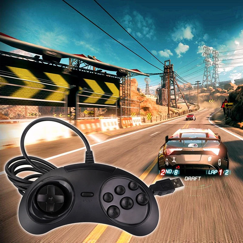 Для SEGA бытие/MD2 Y1301 usb геймпад игровой контроллер 6 кнопок USB держатель джойстика