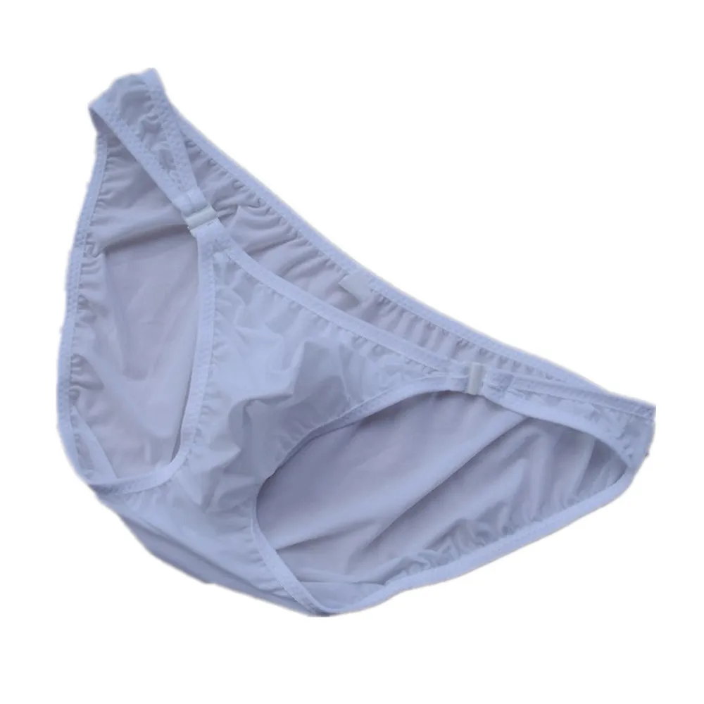 

U Convex Pocket Ultra-thin Men Underwear Briefs Ropa Interior Hombre Semi-transparent Men's Nylon Panties High Cut Button Design