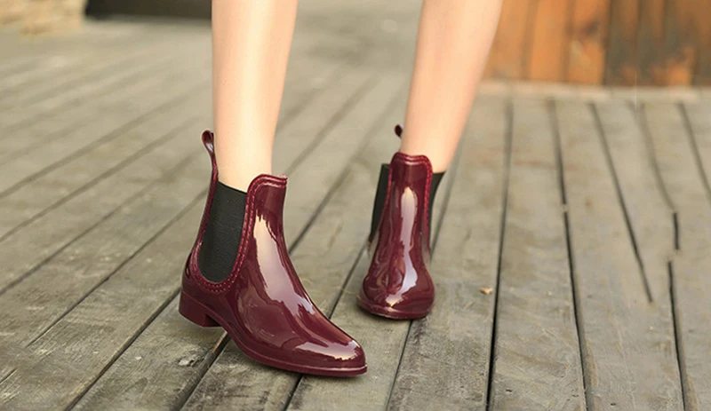 Осенняя обувь; женские непромокаемые сапоги; женские зимние резиновые ботильоны; модная резиновая обувь с эластичной лентой; zapatos de mujer