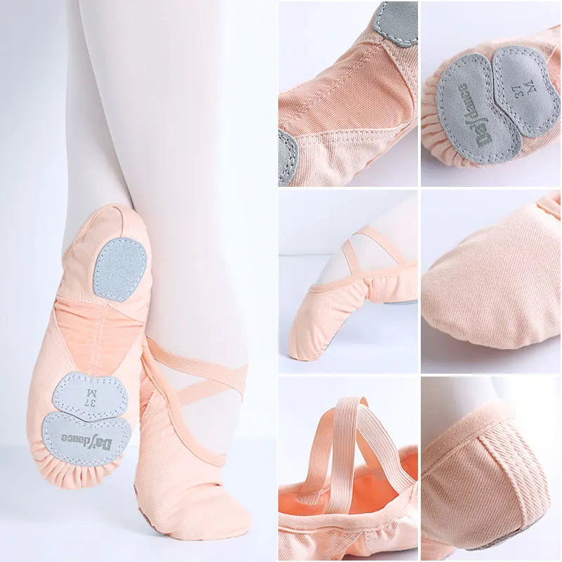 Ballet Shoes Dance Shoes for Women Girls Dance Academy Three Soft Split Sole Stretch Fabric Mesh Splice Dancing Slippers 2