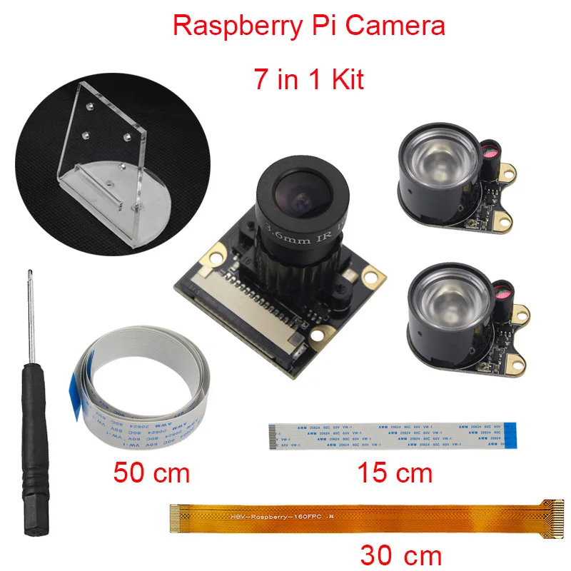Raspberry Pi 3 Model B+ B Plus Camera Focal Adjustable Night Vision Camera +IR Light + Holder +FFC for Raspberry Pi Zero W/1.3 Raspberry Pi 3 Model B+ B Plus Camera Focal Adjustable Night Vision Camera +IR Light + Holder +FFC for Raspberry Pi Zero W/1.3