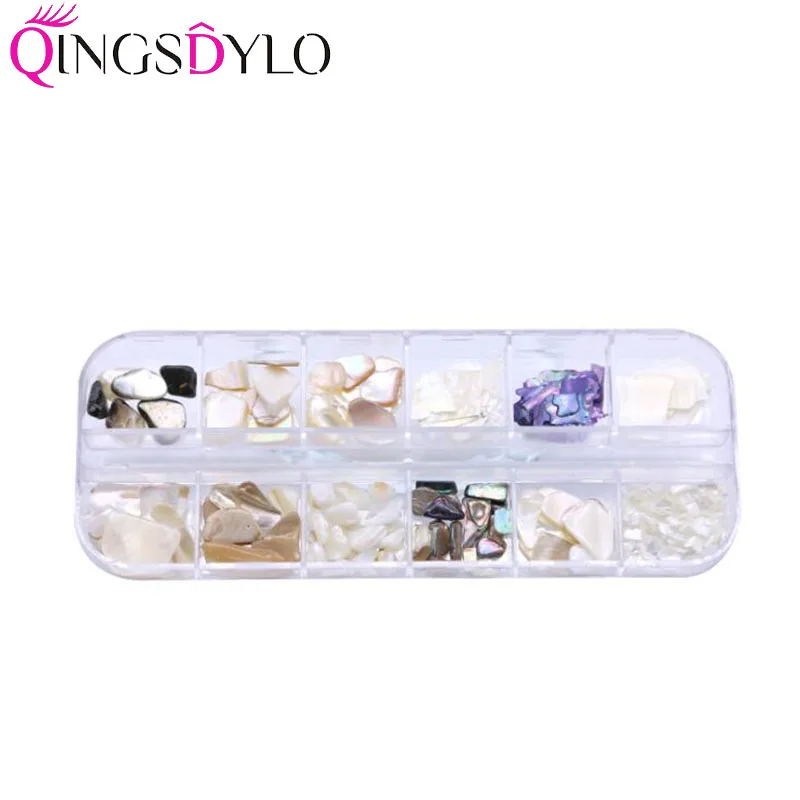 

1 Box Mixed Natural Sea-shell Slices Irregular Gradient Crushed Flakes Stone 3D Nail Art Decoration Charms Manicure Tool