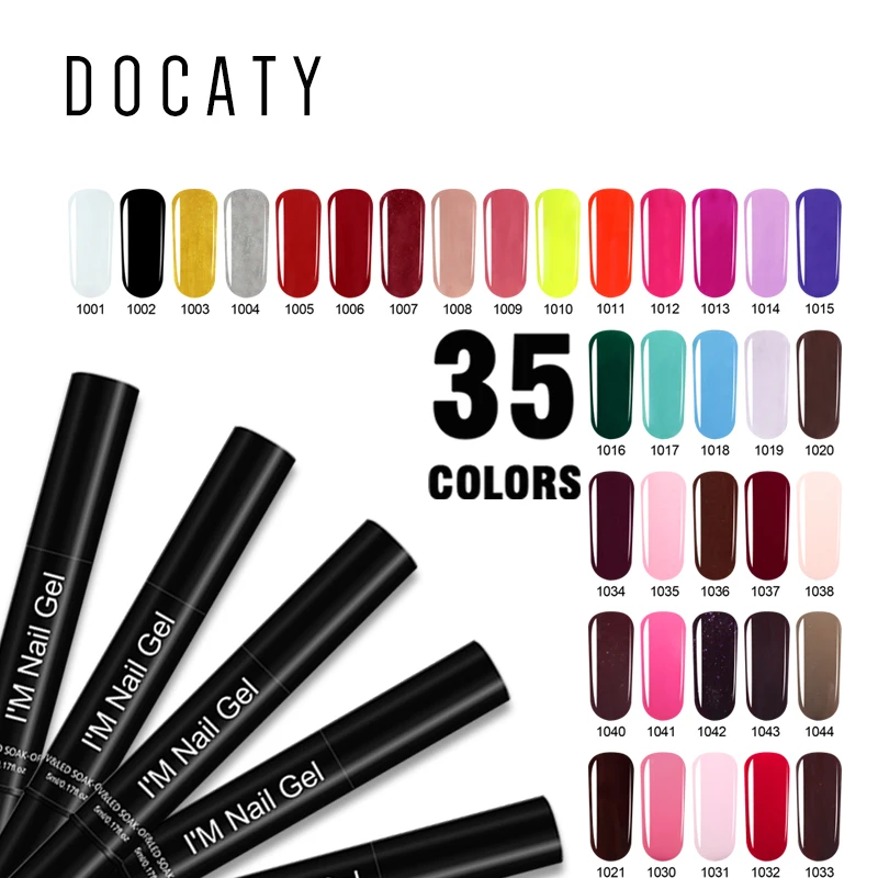 

Docaty Hybrid Pure Colors Nail Pen Luckly Nail Uv Gel Design Permanent Enameled Nail Painting Color Gel Polish Manicure Kit