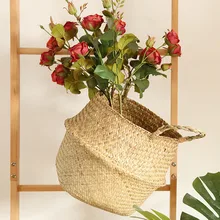 Seagrass ротанговая складная корзина ручной работы с водорослями плетеная пляжная Бохо корзина цветочный горшок для грязного хранения дома простые корзины+ 5
