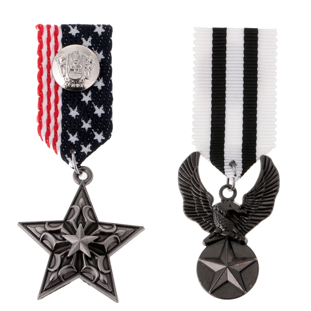 2 pcs Trendy American British Navy Costume Suit Medal Brooch Lapel Pin Badge Banquet Clothing for Men 