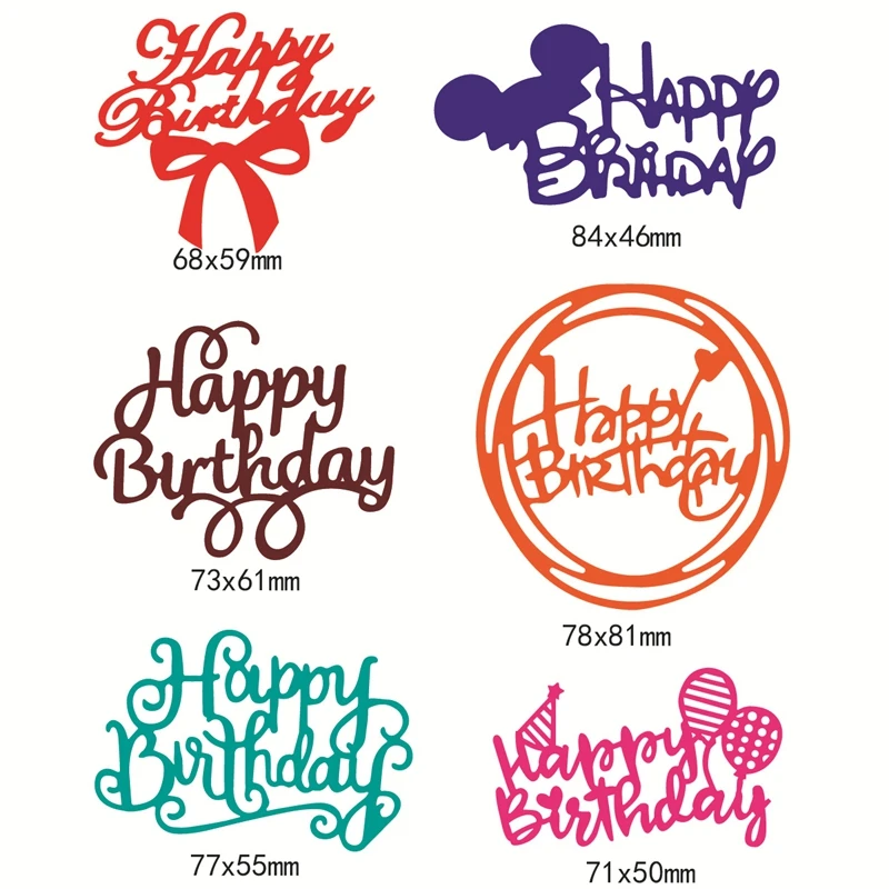 

Happy Birthday Metal Cutting Dies for Scrapbooking DIY Album Embossing Folder Paper Cards Maker Template Decor Stencils Crafts