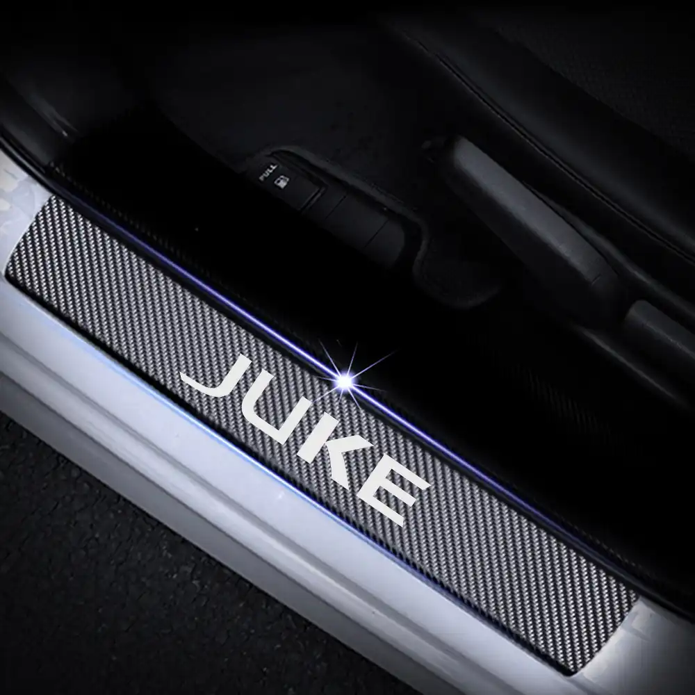 ZHEN Carbon Fibre Car Door Sill Protector for Nissan Juke Qashqai NISOM Car Door Sill Protector Sticker Car Scuff Pedal Cover Car Decorative Accessories Pack of 4