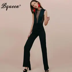 Bqueen 2019 летние платья модные женские туфли для подиума комбинезон сетка выдалбливают рукавов комбинезон, комбинезон сексуальный