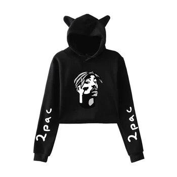 

2019 new Rapper 2pac 2D Print fashion Cat Ear Hoodies Sweatshirt Women Sexy Harajuku Casual Women Autumn Soft Hoodies Sweatshirt