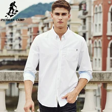 Пионерский лагерь Повседневная рубашка мужская брендовая одежда Новые Длинные рукава slim fit solid футболка для мальчиков наивысшего качества хлопок белый 666211