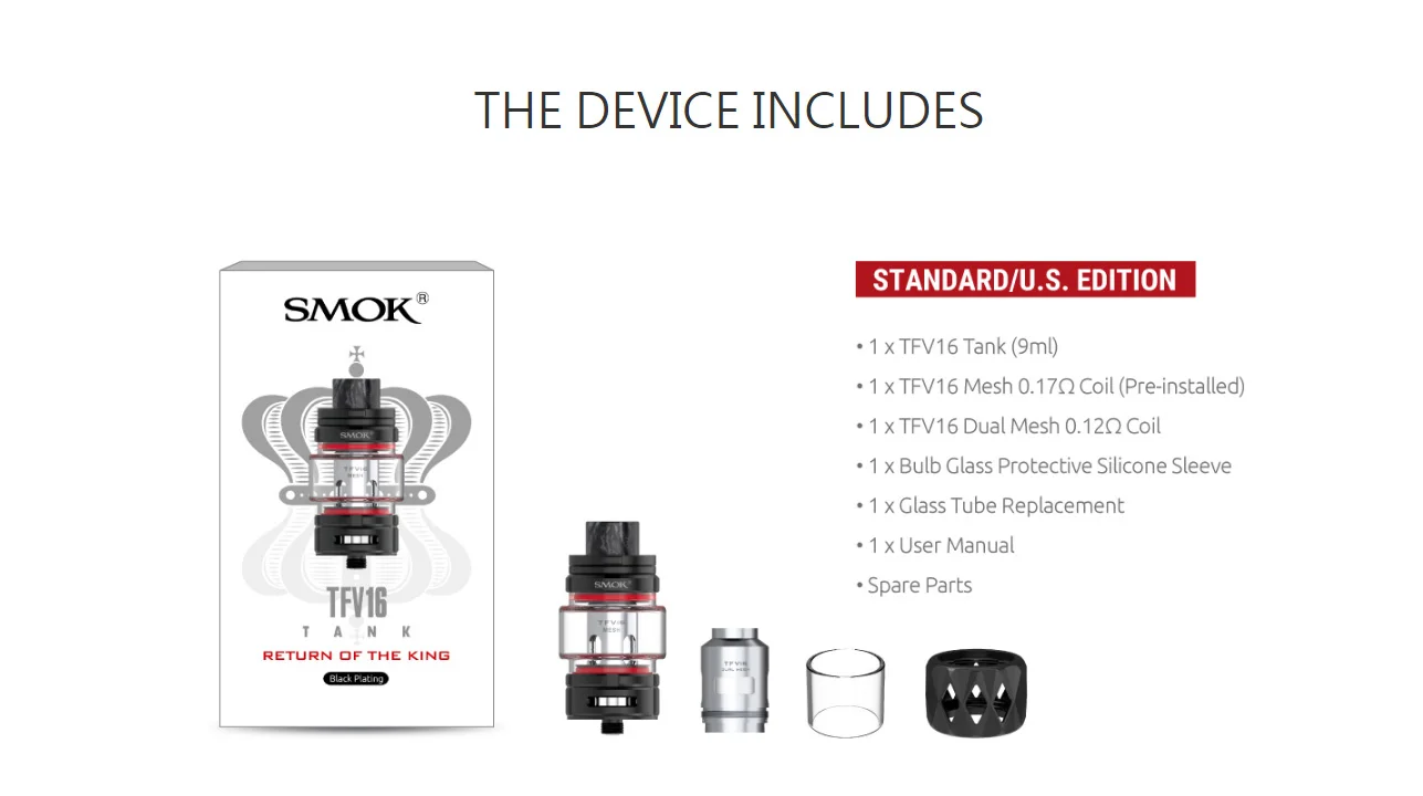 SMOK TFV16 бак 9 мл электронная сигарета атомайзер 510 нить TFV 16 сетка катушка испаритель VS TFV12 Prince Танк Vape