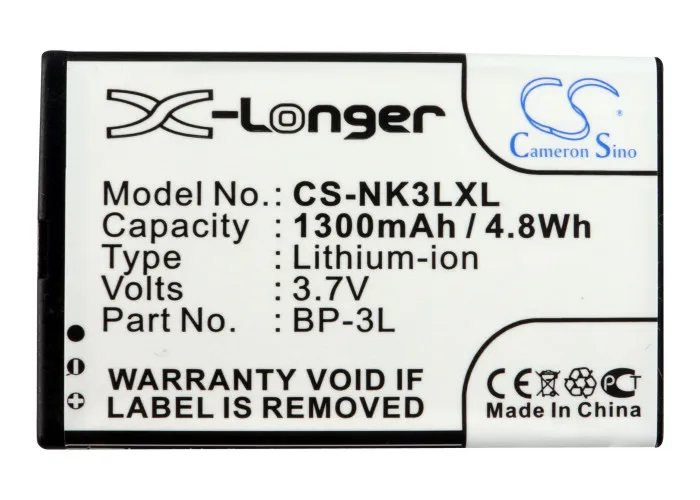 BP 3L батареи Cameron Sino 1300mAh для Nokia 303 603 Lumia 505 510 510.2 610 710 MP S V MyPhone 1080 9010 9015TV|cameron sino|1300mah