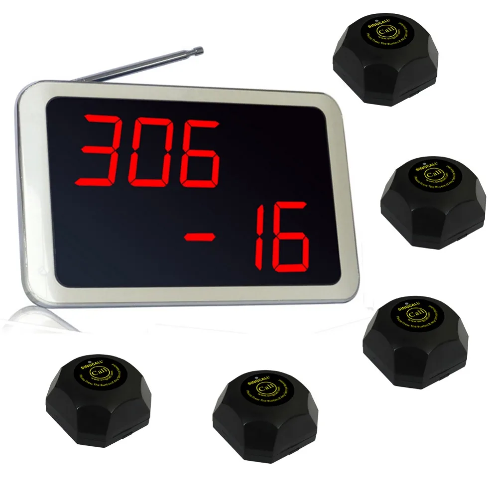 

SINGCALL Wireless office calling pager systems ,for company Factory, Restaurant, 1 Screen receiver and 5 Buttons