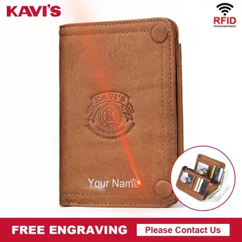 

KAVIS 100% Genuine Leather Wallet Men Male Clutch Bag Coin Purse Walet Portomonee PORTFOLIO Clamp for Money Handy Card Holder