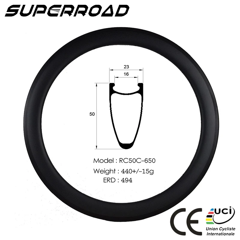 

30% off 650C clincher rims 24 holes 23mm wide 50mm Deep UD Matte bicycle rim