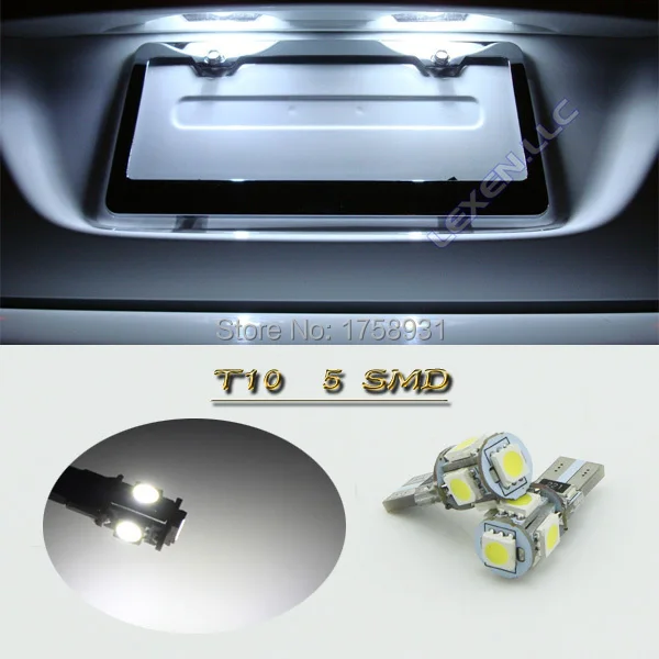2x No error Car styling white 6000 K led number plate light bulb