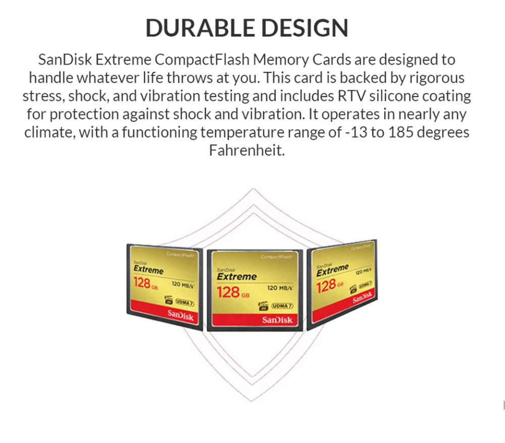 Sandisk Экстремальная компактная флеш-камера цифровая карта памяти 32 Гб 64 Гб 128 ГБ до 120 Мб скорость чтения для 4 K и Full HD видео