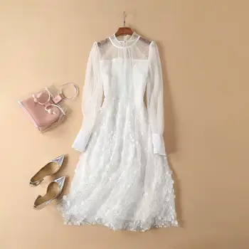 

European and American women's fashion 2019 spring new style Long sleeves, long sleeves sequins fashion Slim dress