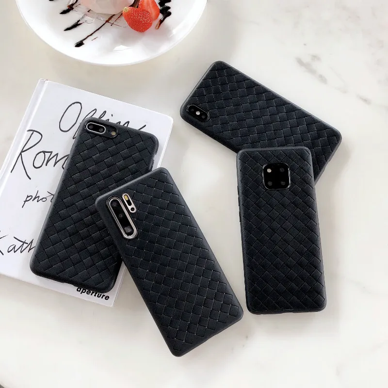 Классический черный силиконовый чехол из ТПУ с плетеным узором для iphone XS MAX X XR 6 6S 7