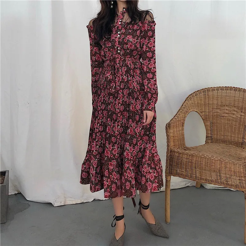 robe femme moda feminina fashion brand designer Women's Clothing dresses sprig chic mesh off shoulder female dress vestido longo