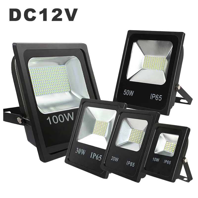 Low Voltage Dc 12v Led Floodlight Waterproof Ip65 10w 20w 30w 50w 100w White Dc12v Led Flood Light Outdoor Spotlight Reflector Floodlights Aliexpress