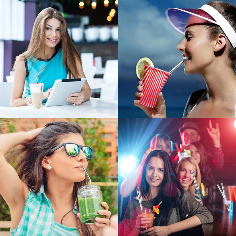  100 Pcs Patterned Wholesale Metal Straws Colorful Reusable Stainless Steel Drinking Tubes E-co Frie