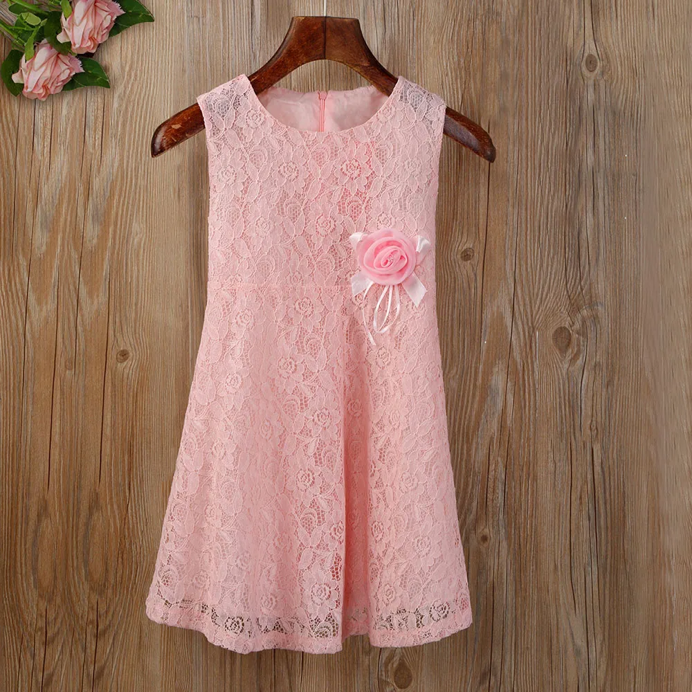 Girls Kids Full Lace Floral One Piece Dress Child Princess Party Dress