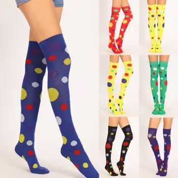 

Women Girl Over Knee Socks Polka Dot Thigh High Hosiery Chic Long Stockings