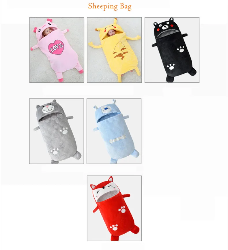 Baby Sleeping Bag Newborns Flannel Cartoon Fox Sleep Bag Kids Winter Sleepsacks Bag Swaddle Baby Envelopes for 0-3 Years