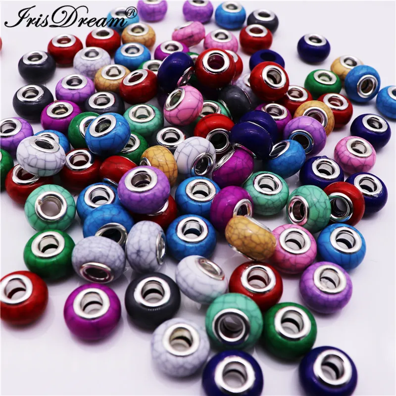 

20Pcs/Lot Mixed Color Assorted Round Shape Plastic Resin Murano Beads Charms Fit DIY Pandora Bracelet For DIY Jewelry Making