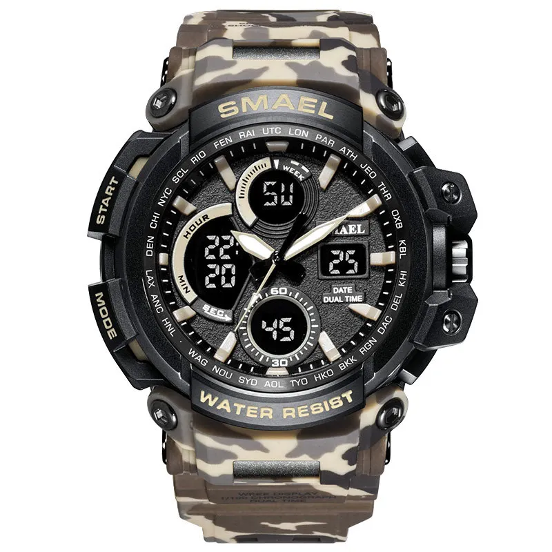 Часы Спорт на открытом воздухе уличной моды многофункциональный Для мужчин электронные часы беговых камуфляжные армейские часы