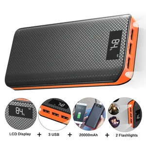 Внешний аккумулятор 20000 мАч Внешний аккумулятор 3 USB внешний аккумулятор для iPhone 6 6s 7 8 10 iPad samsung Xioami huawei Sony LG htc Nokia. - изображение