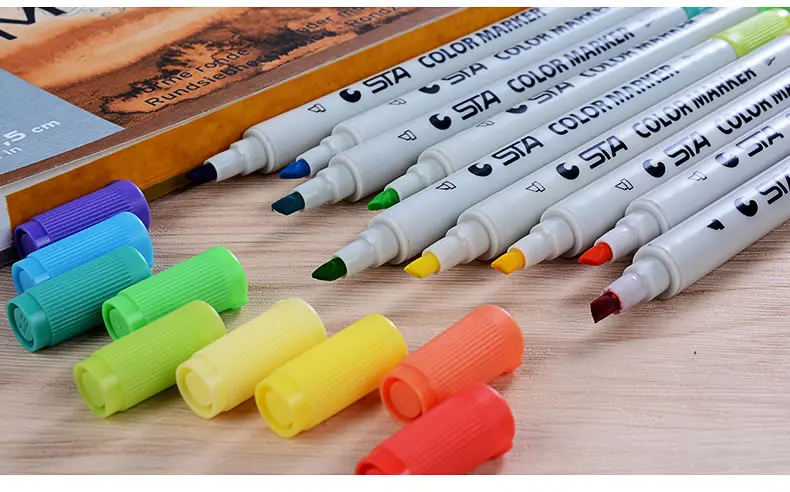 STA 3100 80 акварельные Мягкие кисти маркерные ручки гибкий наконечник для рисования каллиграфическая кисть, Водная раскраска для детей и взрослых книг