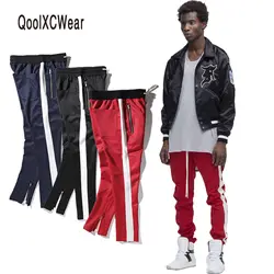 Qoolxcwear новый молния брюки хип-хоп мода Jogger городской одежды с красной подошвой Kanye туман Jogger Джастин Бибер брюки