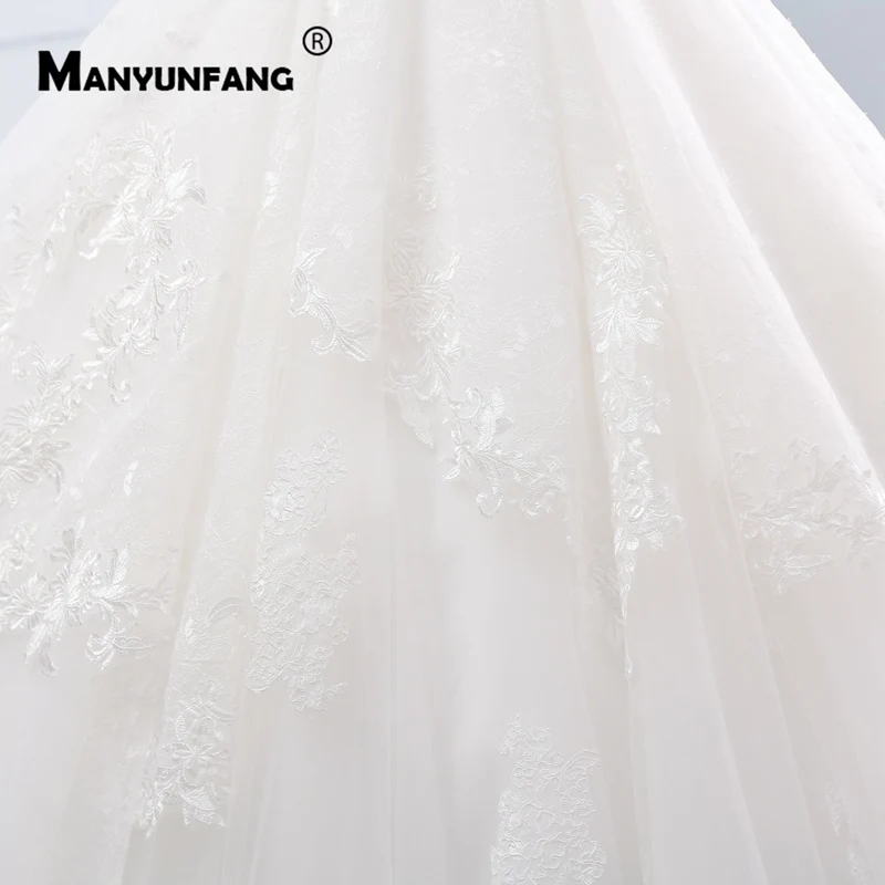 Вышитый тюль с кружевными аппликациями Robe BLANCHE Mariage роскошное свадебное платье реальное изображение Bridedress плюс Размеры