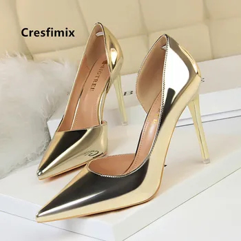 

Cresfimix women fashion comfortable spring & summer slip on high heel shoes lady casual wedding high heels sexy shoes a2903