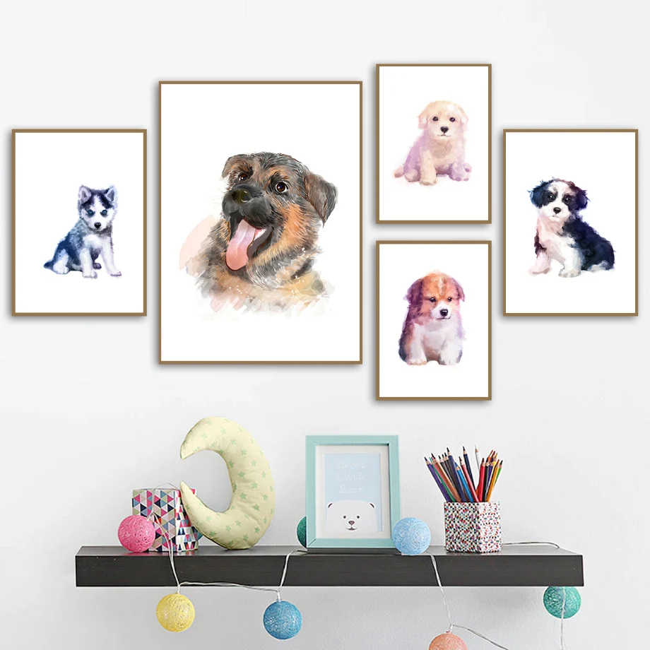 Aliexpress.com : Buy Watercolor Dog Wall Art Canvas Painting Nordic
